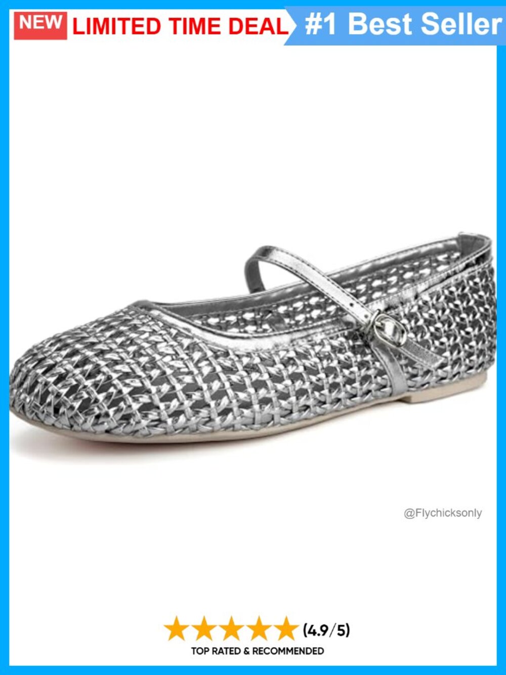 Hand Woven Mary Jane Flats Faux Leather Cushioned Memory Foam Adjustable Buckle
